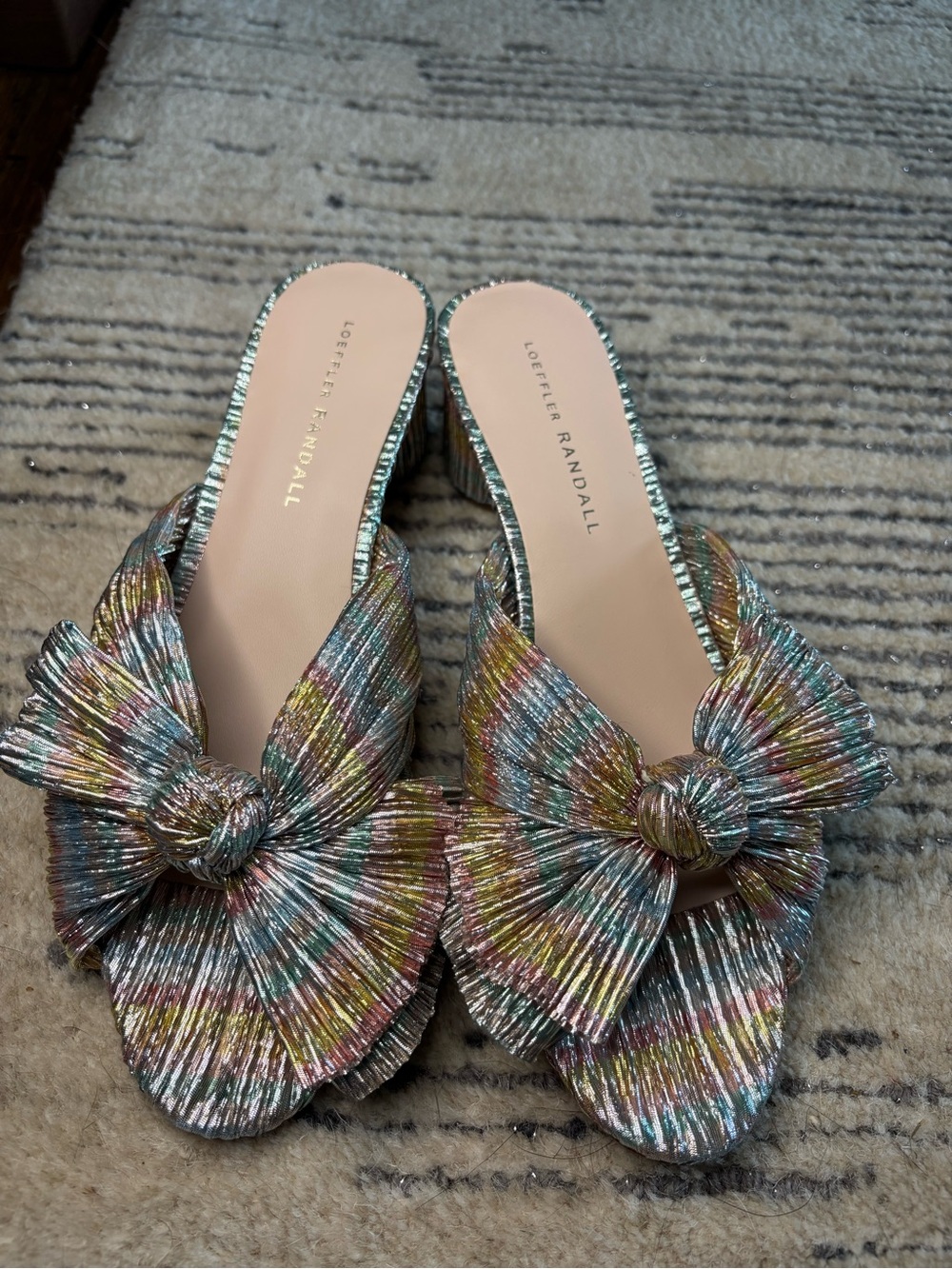 Loeffler Randall Emilia pastel candy stripe pleated bow heel
